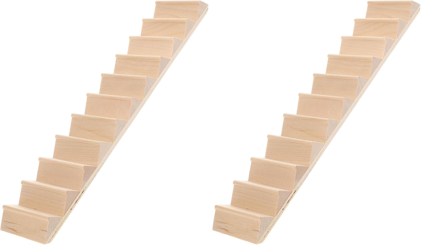 Artibetter Mini Staircase Wooden 1/12 DIY Stairway Accessory Model Without Armrest for Mini House Scene 1Pc (Pack of 2)