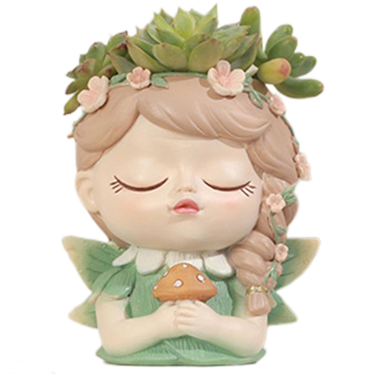 Face Planter Fairy Girl Face Pots for Plants Resin Waterproof Pot with Drainage Hole Small Cute Girl Face Succulent Pots for Indoor Outdoor Plants Tiny Cactus Holding