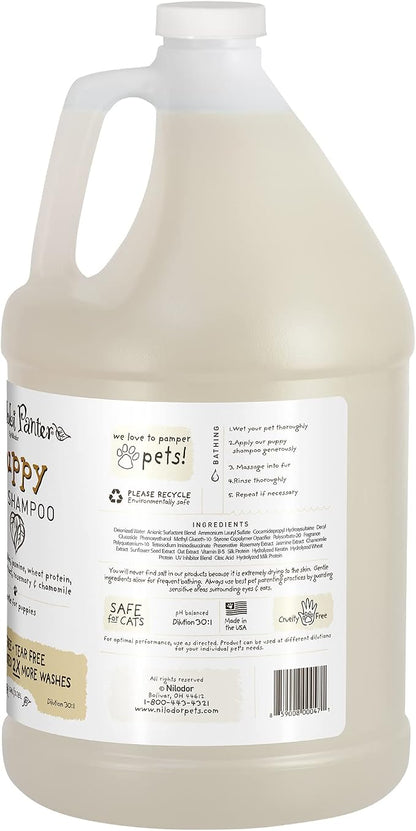 Bobbi Panter Puppy Dog Shampoo Milk Protein, Jasmine, Sunflower & Chamomile – Gentle Nourishing Formula for Puppies & Sensitive Skin, Tear-Free, 30:1 Concentrate, Made in USA, 1 Gallon