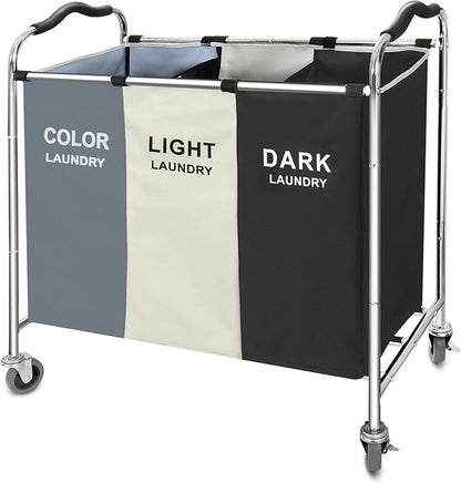 Laundry Basket with Wheels, 240L Laundry Hamper with 3 Clothes Hamper Bag
