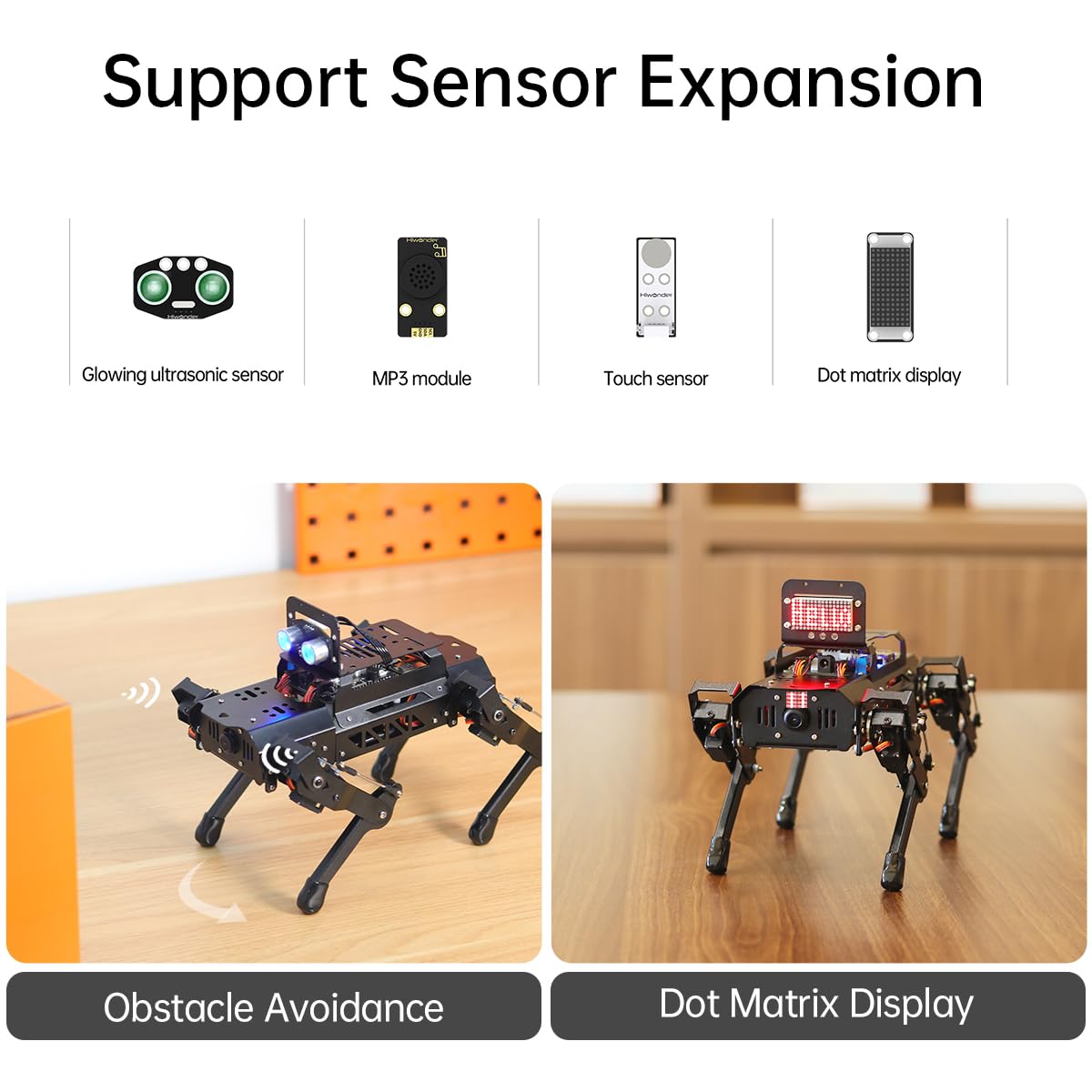 ROS2 Robot Dog for RaspberryPi ChatGPT Large AI Models Embodied Intelligence Programmable Robotic Dog Lidar SLAM Mapping AI Vision Voice Scene Understanding Quadruped Bionic Robot Kit, with RPi 5 8GB