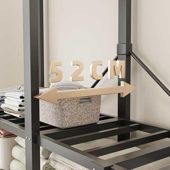 Foldable Portable Wardrobe Closet with Magnetic Doors & Cover, Heavy Duty Covered Clothes Rack with Hanging Clothing Rod, Metal Frame Standing Alone Closet for Bedroom (Door Design D, 49.2IN/125CM)