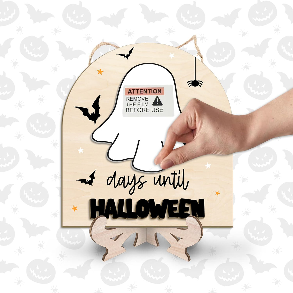 Reusable Days Until Halloween Dry Erase Board Sign for Kids Activities, Halloween Countdown Advent Wall Tabletop Decor Home Classroom Sign, Ghost Theme Decorations Indoor Tiered Tray (Marker Included)
