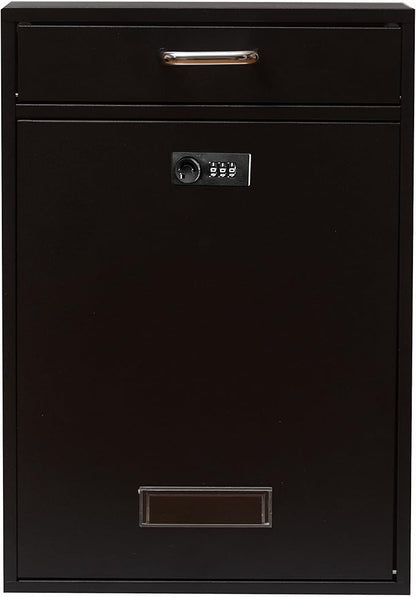 Wall Mounted Locking Vertical Dropbox Mailbox - Safe and Secure (Large) | Made with Galvanized Steel (Black Combination Lock)