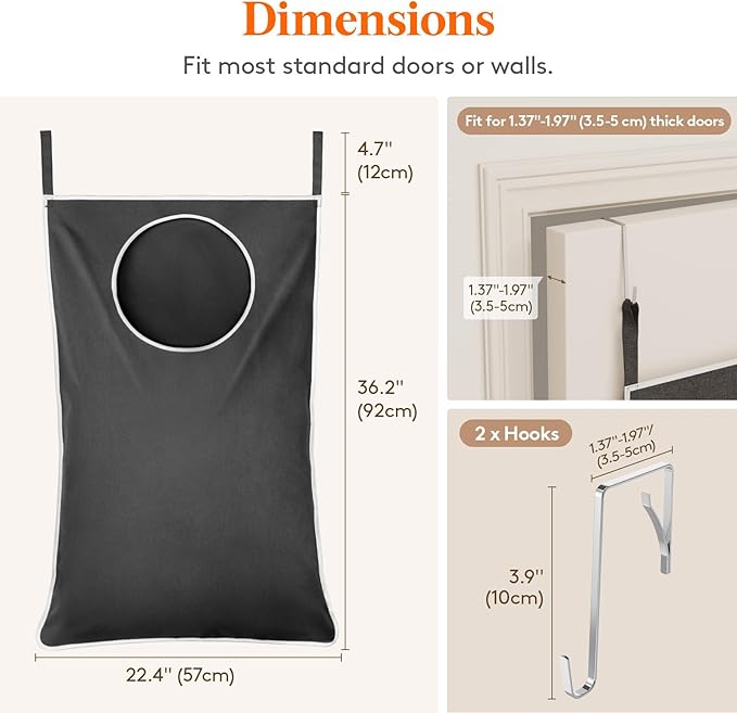 Lifewit 1 Pack Over Door Laundry Hamper, Large Collapsible Hanging Laundry