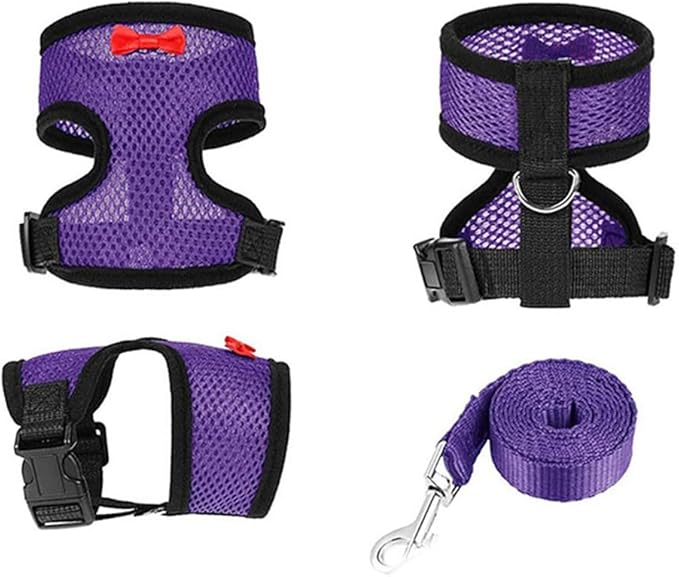Chicken Harness and Leash Set Adjustable Mesh Breathable Duck Training Harness Pets Leashs for Goose Hen Rooster Parrots Dog Kitten, Purple M