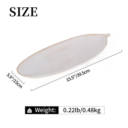 Hanobe Leaf Wooden Decorative Tray: Leaf Shaped Wood Key Tray Decor Plate Bowl for Crystal Candle