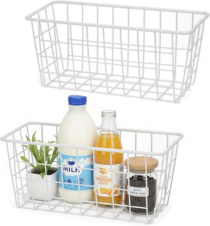 2 Set LeleCAT Hanging Wall Basket Organizer Over the Cabinet Door Adhesive Wire