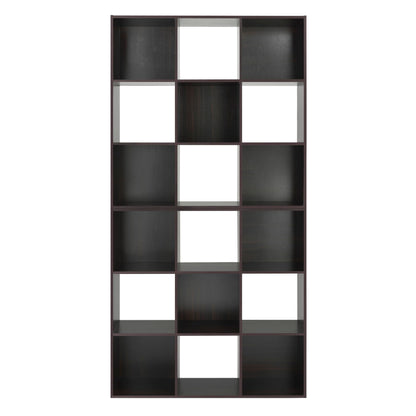 Whitmor 9 Cube Storage Organizer, 3 Tier Stackable MDF Wood Bookcase, Open Storage Display Bookshelf, Storage Cabinet for Living Room, Bedroom, Home, Office, 35.5" L x 11.7" W x 35.5" H, Espresso
