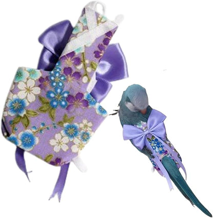 Bird Diaper Parrot Washable Diapers, Parrot Flight Suit, Reusable Nappies for Parakeet Cockatiel Mini Macaw Budgie Conure Lovebird (Purple,XL)