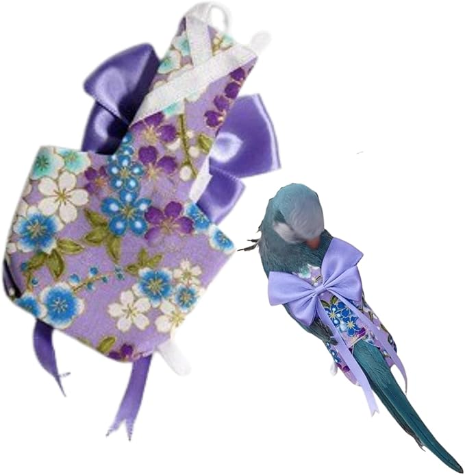 Bird Diaper Parrot Washable Diapers, Parrot Flight Suit, Reusable Nappies for Parakeet Cockatiel Mini Macaw Budgie Conure Lovebird (Purple,S)
