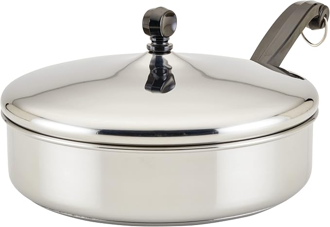 Farberware Classic Series Stainless Steel Saute Pan with Lid, 2.75-Quart Kitchenware, Silver
