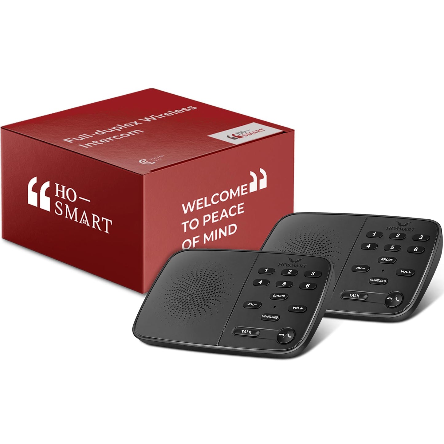 Hosmart UltraSpeak Intercoms Wireless for Home, 2025 Two-Way Real-time Intercom Full Duplex Wireless Intercom System for Home Use, House Intercom System for Business with 1200 Feet Range (2 Stations)
