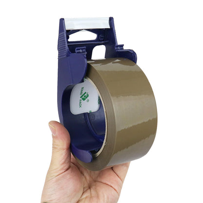BOMEI PACK 2 Rolls Brown Noiseless Heavy Duty Packing Tape with Blue Dispenser, Packaging Tape 1.88 Inches x 60Yards, Industrial Grade Shipping Tape for Moving Packaging Shipping, Office & Storage