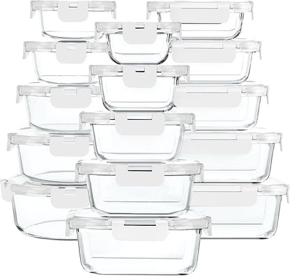 30 Pieces Glass Food Storage Containers