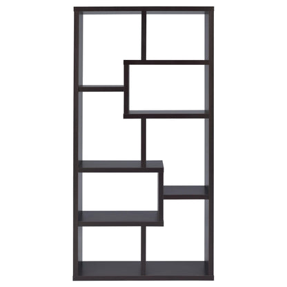 Coaster Home Furnishings - Theo - Wood - Geometric Bookshelf with Open Cubbies and Six Staggered Shelves - Home Office - 71-Inch - Cappuccino - 800264