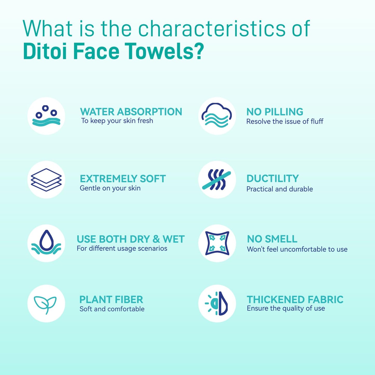 Face Towels, 10"×12" Disposable Face Towel, Face Towelettes XL, Ultra Soft Makeup Remover Dry Wipes, Thick Face Towel for Sensitive Skin, 50 Count (1 Pack)