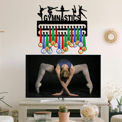 SUPERDANT Gymnastics Medal Hanger Display Sports Medal Holder Women's Gymnastics Iron Hanging 30 Hooks Metal Display Rack Organizer Race Ribbon Award Wall Hanger Gifts for Kids Athletes