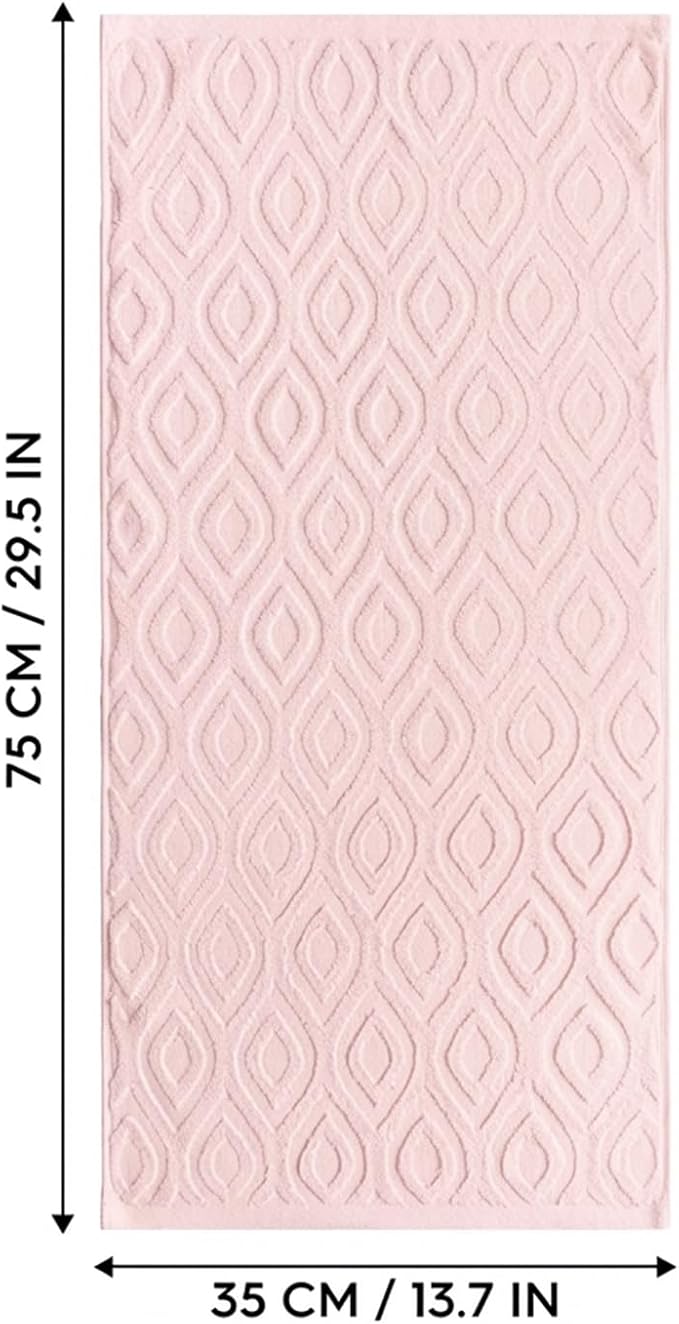 Artoid Mode 2 Pcs Pink 3D Diamond Grid Jacquard Hand Towels