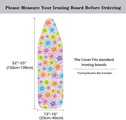 Sprowallow Colorful Flowers Ironing Board Cover and Pad Full Size Ironing Board