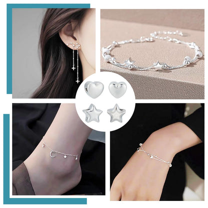 UNICRAFTALE 24Pcs 2 Style Spacer Beads Kit 1.5mm 304 Stainless Steel Cute Beads Metal Star Beads Heart Spacer Beads Small Hole Heart Beads for Bracelets Necklace Jewelry Making