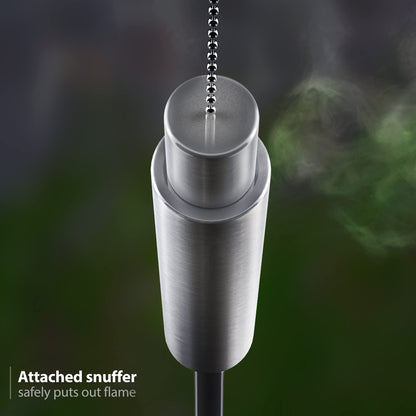 Matney Stainless Steel Outdoor Torches - Set of 2 - 5 ft Oil Lamp with Fiberglass Wick - Decorative Garden Lights