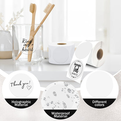 400Pcs/Roll - 2 Inch Clear Thermal Labels, Waterproof & Oil-Resistant Round Stickers, Circle Printer Labels for Business Logo, Pricing, Address, Thanks/Blessing Label