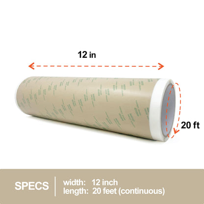 Gizmo Dorks 468MP Adhesive Transfer Tape (12 in x 20 ft Roll) High-Temp Double-Sided Tape for 3D Printer PEI Sheets, Metal Nameplates, and Industrial Signage - Heat Resistant 200MP Acrylic