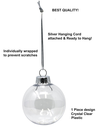 Creative Hobbies Clear Plastic Fillable Christmas Ornament Discs 100mm (3.94") - Great for Crafts, Holidays and Weddings | Pack of 12