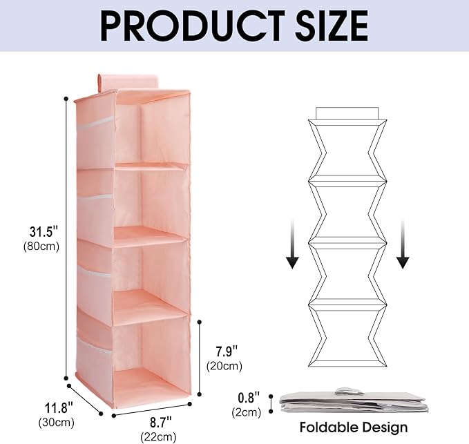 PetsHome 4-Shelf Hanging Closet Organizer, Space Saver, Closet Hanging Storage