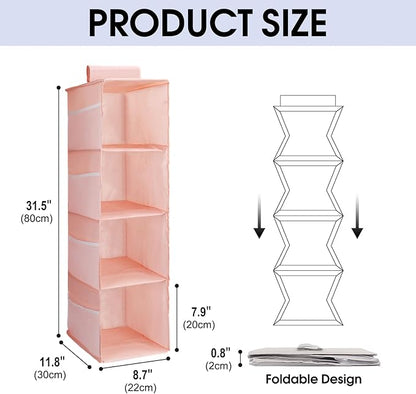 PetsHome 4-Shelf Hanging Closet Organizer, Space Saver, Closet Hanging Storage