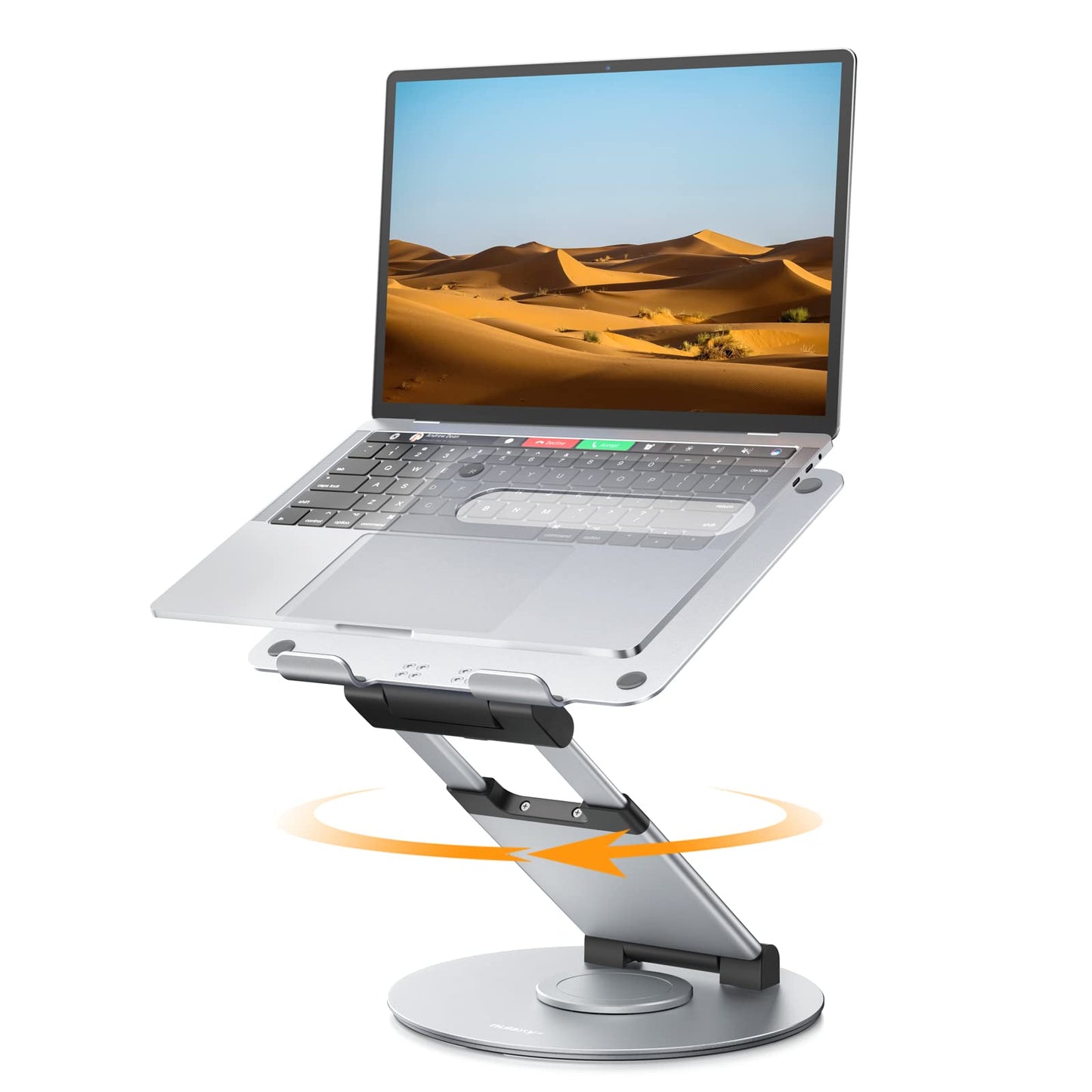 Nulaxy Telescopic 360 Rotating Laptop Stand for Desk Adjustable Height Swivel Pull Out Design Ergonomic Laptop Riser Fits All 10-17" Laptops Computer MacBook, Silver