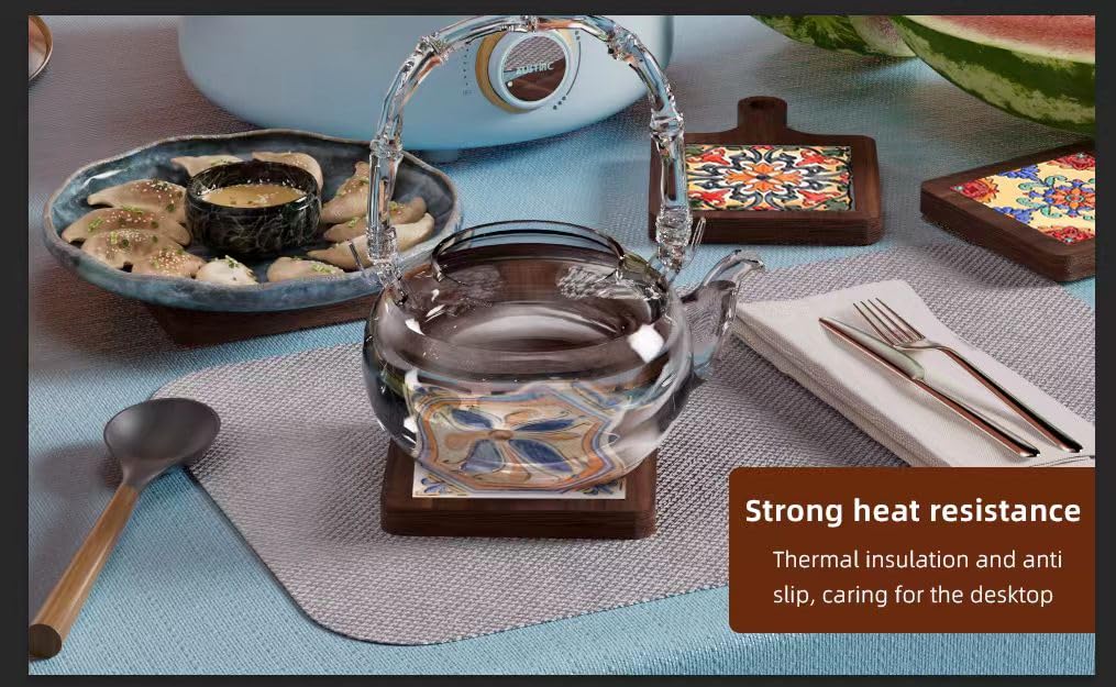 Wooden Trivets for Hot Dishes，3PCS Wooden Coasters with Organising Holder，Base is Also a Cell Phone Holder，Pot Holders for Kitchen，Trivets for Hot Pots and Pans，Hot Pad to Portect Your Countertop