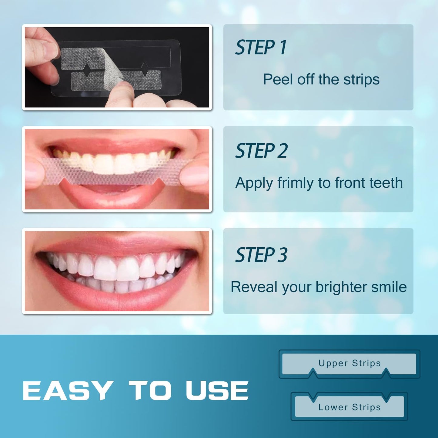 Teeth Whitening Strips - 20 Whitening Strips for Teeth Sensitive, Professional, Fast Remove Smoking, Coffee, Wine Stains, Teeth Whitening Kit Pack of 10 Non-Slip Strips Treatments