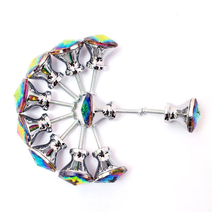 Spriak 10 Pack Drawer Knobs, 30mm Colorful Crystal Glass Cabinet Dresser Pulls Diamond Shape Cupboard Wardrobe Knob with Screw for Kitchen Bathroom Office DIY