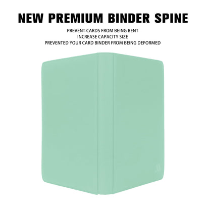 MORABTO Premium 1000+ Pockets Card Binder,16 Pockets Trading Card Binder Ringless Side Loading Trading Card Album Folder for TCG - Light Green