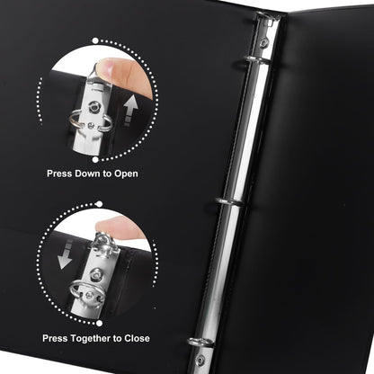 CIXILDTS 0.5-inch Round Ring Binder, Durable 1/2" 3 Ring Binder Fit Letter Size Paper, Presentation View Binders, Black,12-Pack