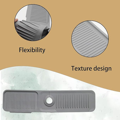 24 Inch Light Gray Durable Faucet Mat, Silicone Kitchen Sink Splash Guard