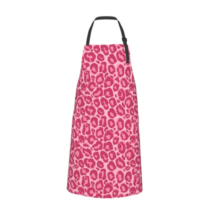 Perinsto Pink Leopard Animal Skin Waterproof Apron With 2 Pockets Kitchen Chef Aprons Bibs For Cooking Baking Painting Gardening Grooming
