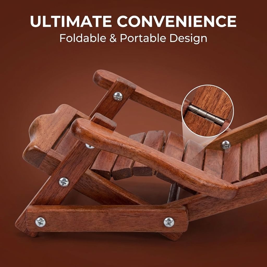 NIYOEHH Miniature Wooden Chair Phone Stand, Foldable Desktop Holder, Creative Universal Cell Phone Support, Wood Material