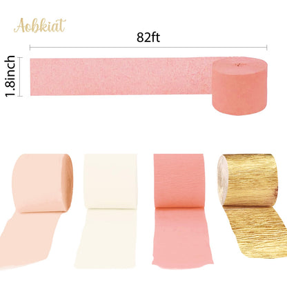 AOBKIAT Pink Gold Party Decorations Kit - 27PCS wirh Pom Poms & Lantern & Fans & Swirls & Garland & Crepe Paper Streamers for Birthday,Wedding,Baby Shower,Bachelorette,Princess Party