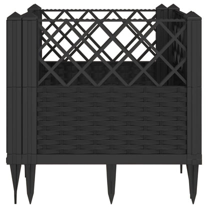 Qnhdfrt Black Square Garden Planter 17.1 Inch Modular Outdoor Large Planter Box with Basketweave Design for Raised Beds Gardens Patios and Terraces