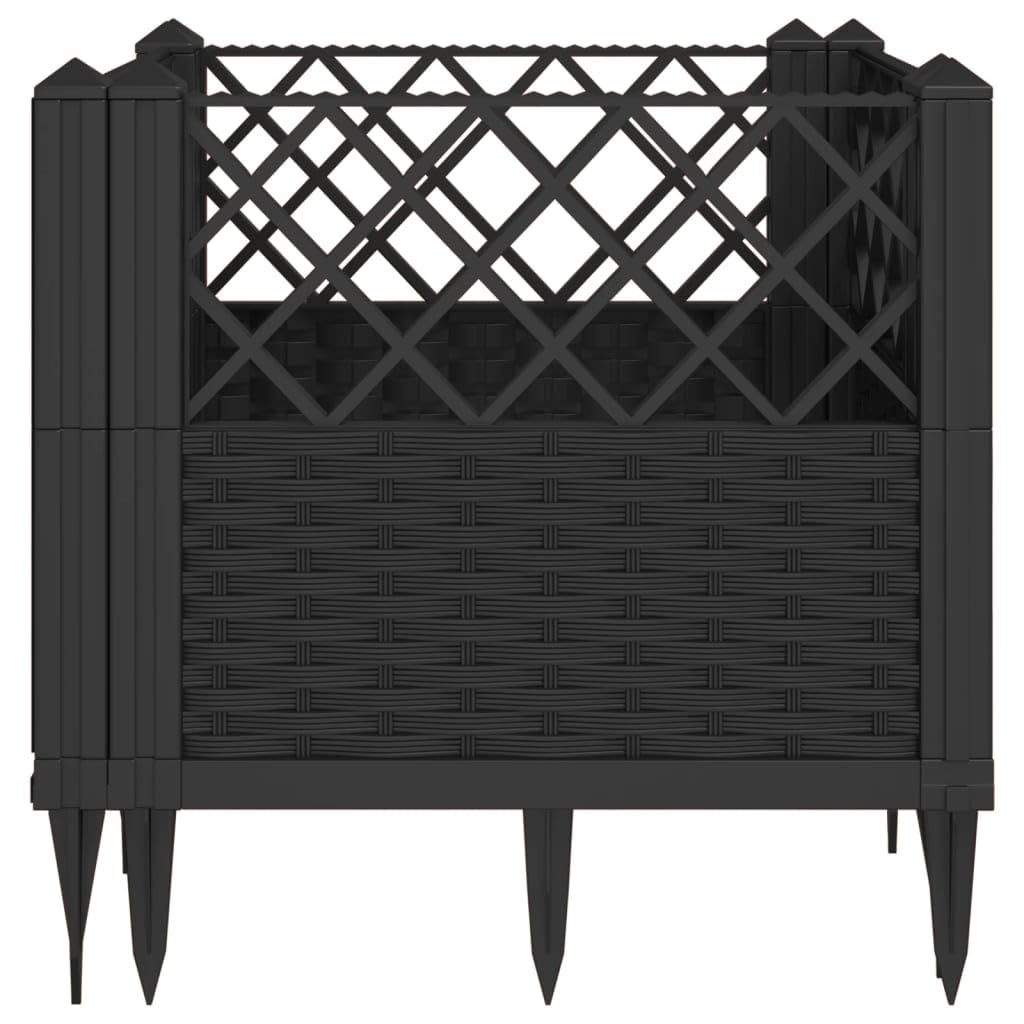 VGLQNRPT Modular Garden Planter Box 17.1 Inch Square Raised Bed for Vegetables Flowers Herbs Durable Rattan Look Outdoor Container Black
