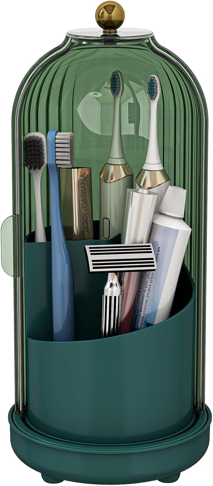 Toothbrush Holders with Cover, Drainage Rotating Electric Toothbrush Organizer