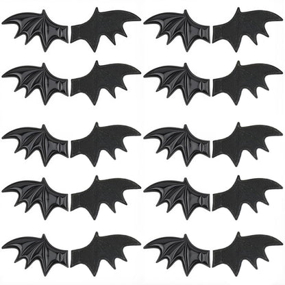 CALFOVERA 80Pcs Black Leather Bat Wing PU Leather Mini Devil Wing Applique Realistic Spooky Bats Embellishment for DIY Clothes Costume Hair Accessories Halloween Party Decorations Party Favors