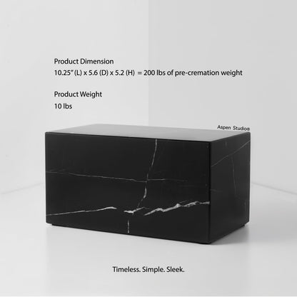 Aspen Studio AspenStudio Genuine Black Marquina Marble Cremation Urn for Adult Human Ashes Black Maquina Marble Urn