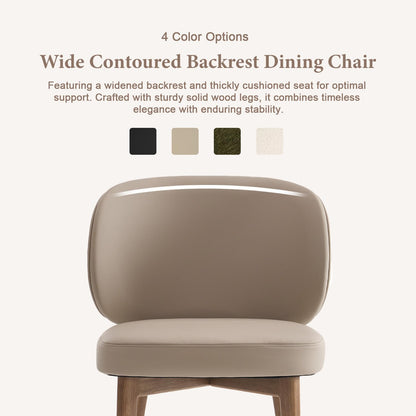 YOUNUOKE Upholstered Dining Chair, Modern PU Leather Dining Room Chair with Wood Legs, Widen Backrest Comfy Armless Side Kitchen Chairs, Khaki (Single Pack)