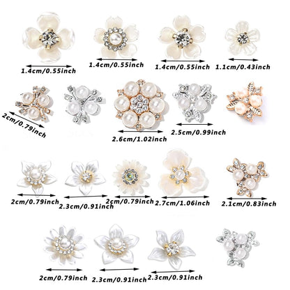PIPITREE 112PCS Rhinestone Buttons, Acrylic Faux Pearl Buttons, Flat Back Flower Embellishments for Crafts, Jewelry Making, DIY Wedding, Decoration, Clothes, Bags, Shoes, Christmas, Thanksgiving Gifts