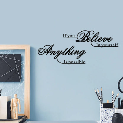 Resama If You Believe in Yourself,Anything is Possible Wall Art Decor 2 Pcs Metal Inspiration Encouragement Wall Art Sayings Black Inspirational Quotes Hanging Decoration