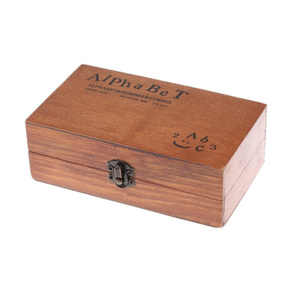 70 Pcs Wooden Rubber Stamps Number and Alphabet Letter Wood Rubber Stamps Set Wooden Rubber Number Letter, Stamper Seal Set with Wooden Box Vintage DIY